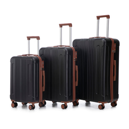 20", 24" and 28" 3-Pc Set with ABS Spinner Wheel Luggage, Carry-On Suitcase, Matching Color, TSA Combination Lock