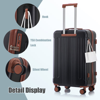 20", 24" and 28" 3-Pc Set with ABS Spinner Wheel Luggage, Carry-On Suitcase, Matching Color, TSA Combination Lock