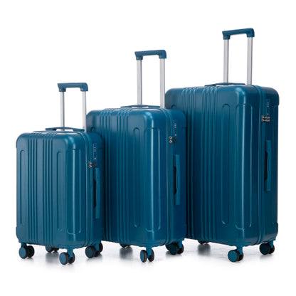 20", 24" and 28" 3-Pc Set with ABS Spinner Wheel Luggage, Carry-On Suitcase, Matching Color, TSA Combination Lock